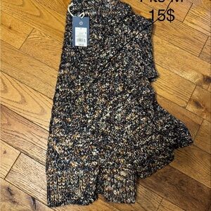 Black and Brown Chunky Knit Cowl Sweater